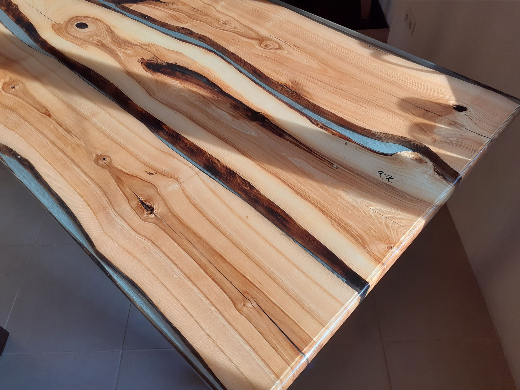 wood and modern epoxy resin